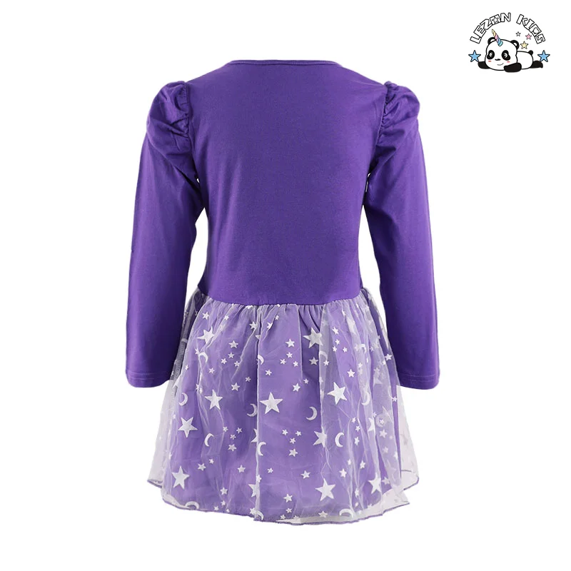 LEZONKIDS - Vestido de Festa para Meninas Bebês de Alta Qualidade Personalizável com Impressão de Lantejoulas e Manga Longa em Tule